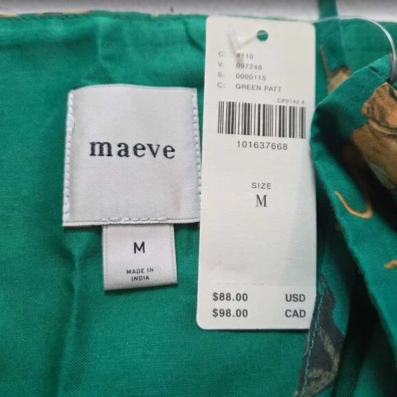 New M Maeve x Anthropologie Dog Print straight neck crop tank top in green - Picture 6 of 9